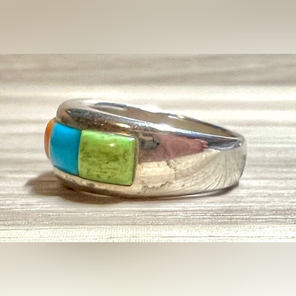 Vintage Designer Wilson Jim Sterling Silver Multi Stone Cobblestone Ring, Size 6 - Picture 3 of 10